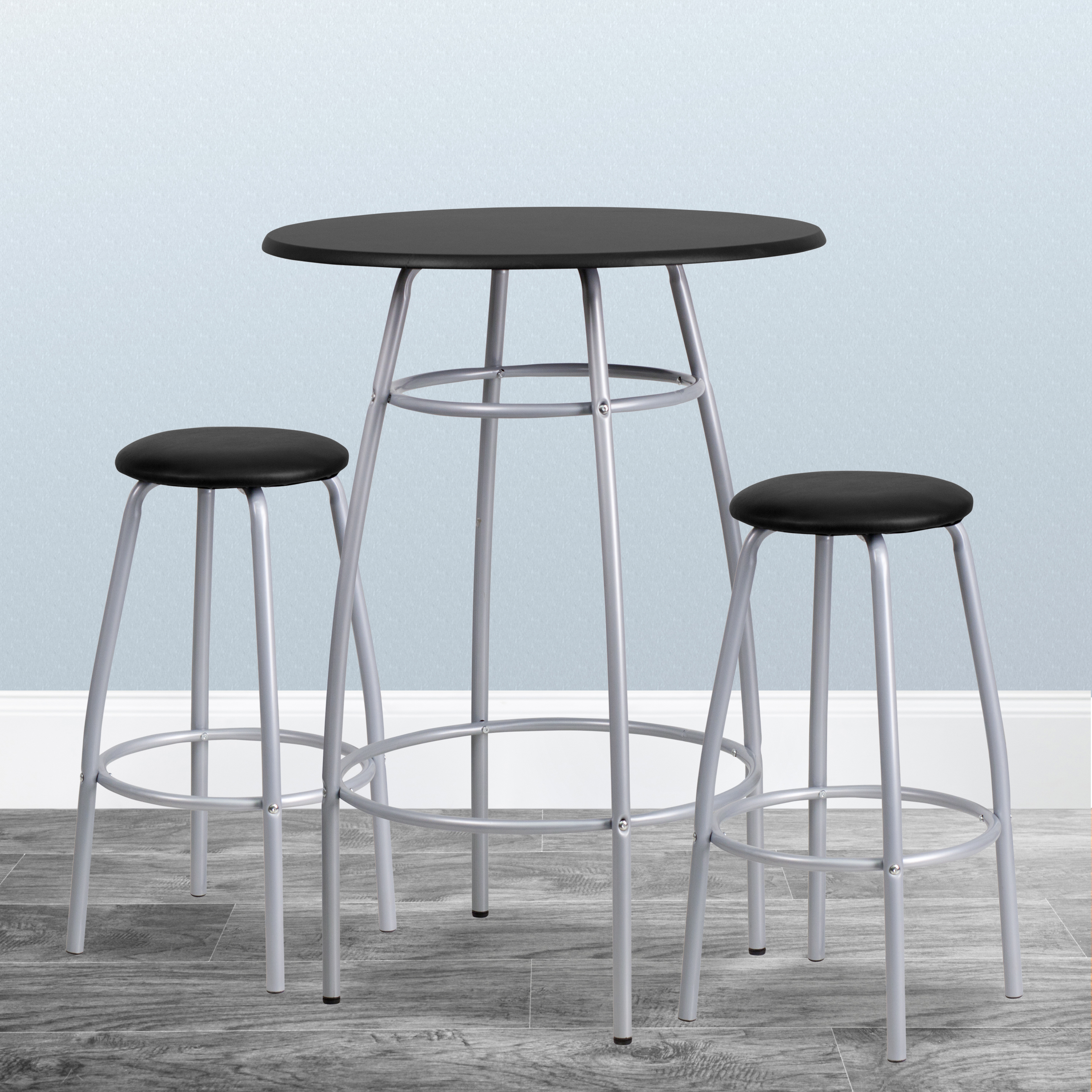 BizChair Bar Height Table Set with Padded Stools