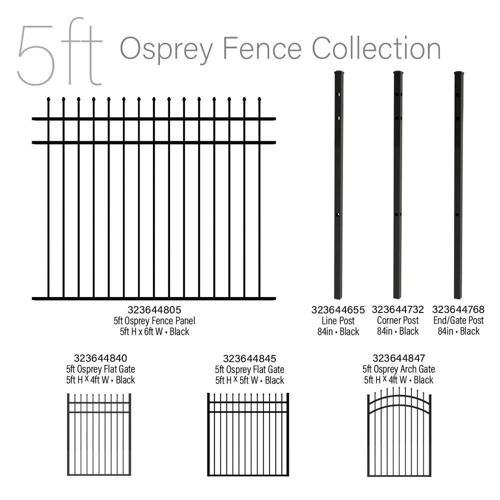 FORGERIGHT Osprey 5 ft. W x 5 ft. H Black Aluminum Fence Gate 882314