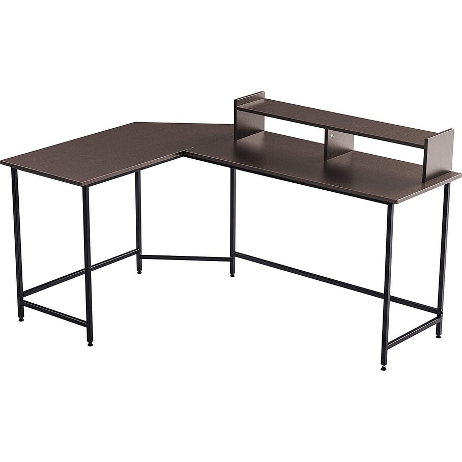 Ivinta Modern L Shaped Computer Office Desk  Gaming Corner Desk with Monitor Stand