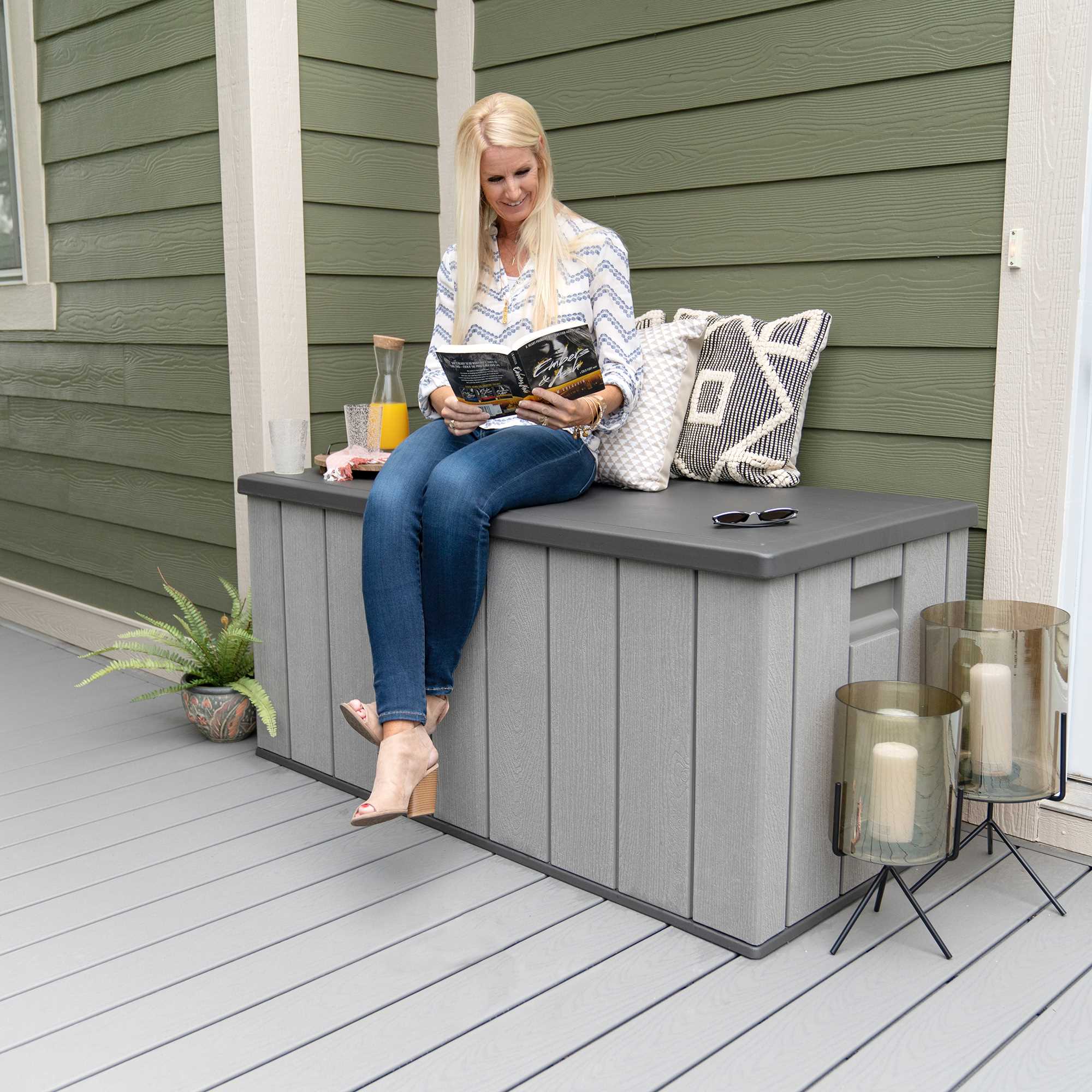 Lifetime 150 Gallon Outdoor Storage Deck Box in Storm Dust Gray