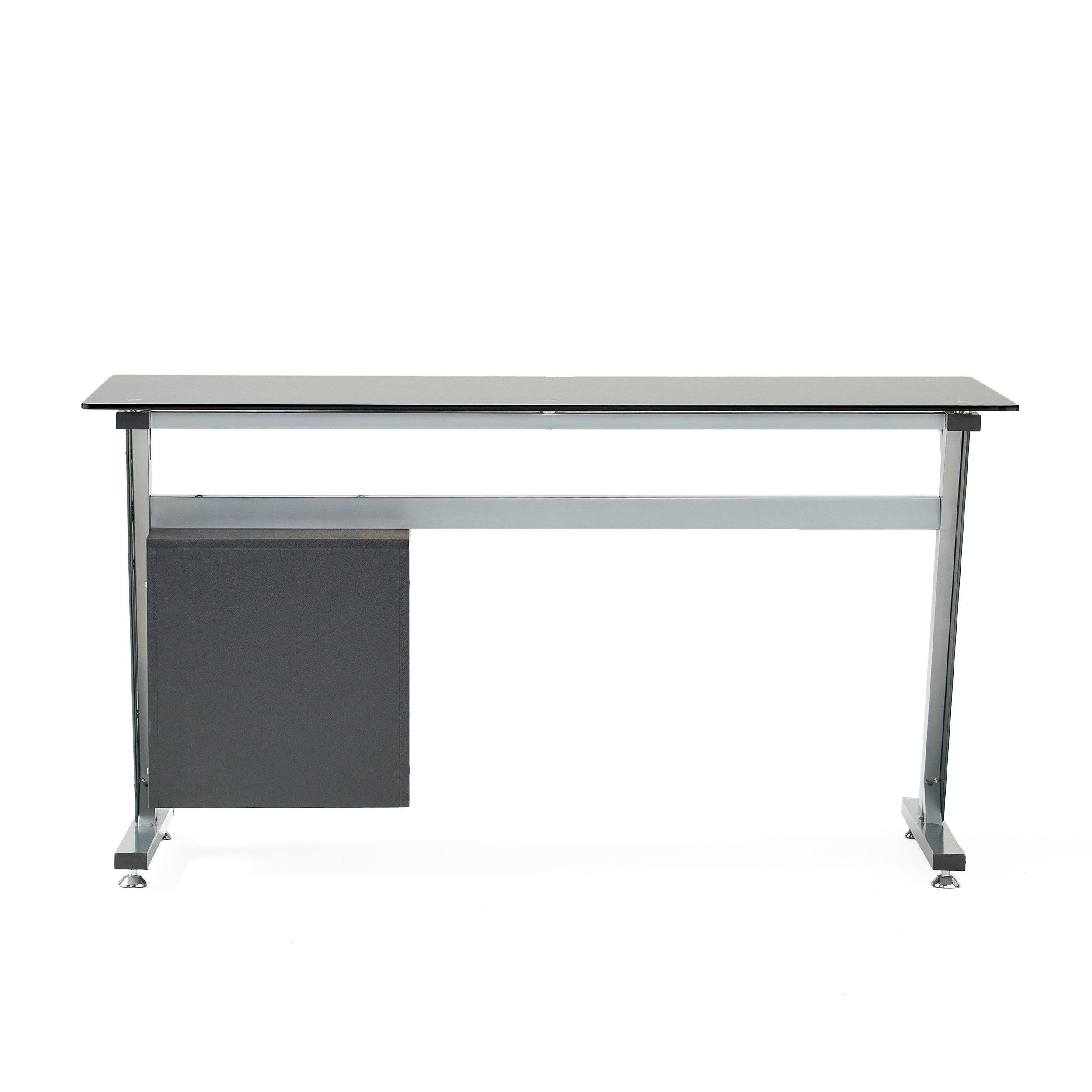 Berlin Modern Tempered Glass Computer Desk with Storage