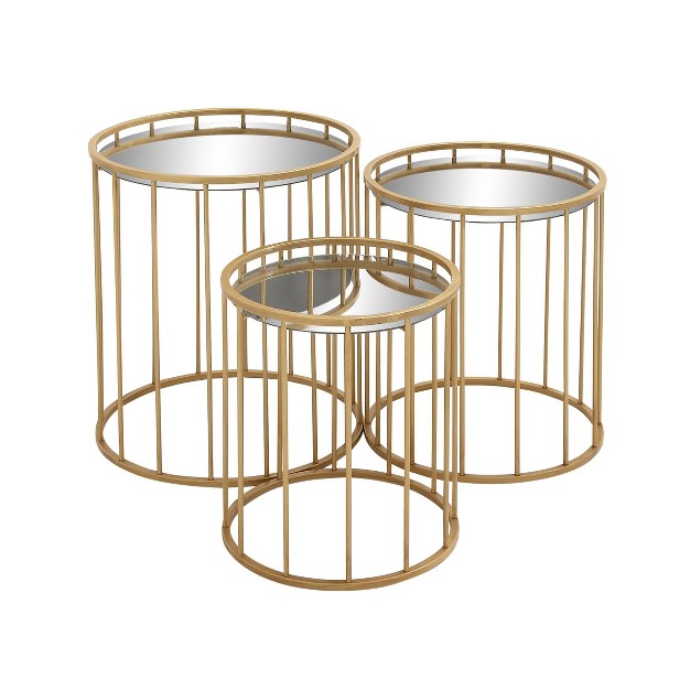 Set Of 3 Contemporary Metal Accent Tables Gold Olivia amp May