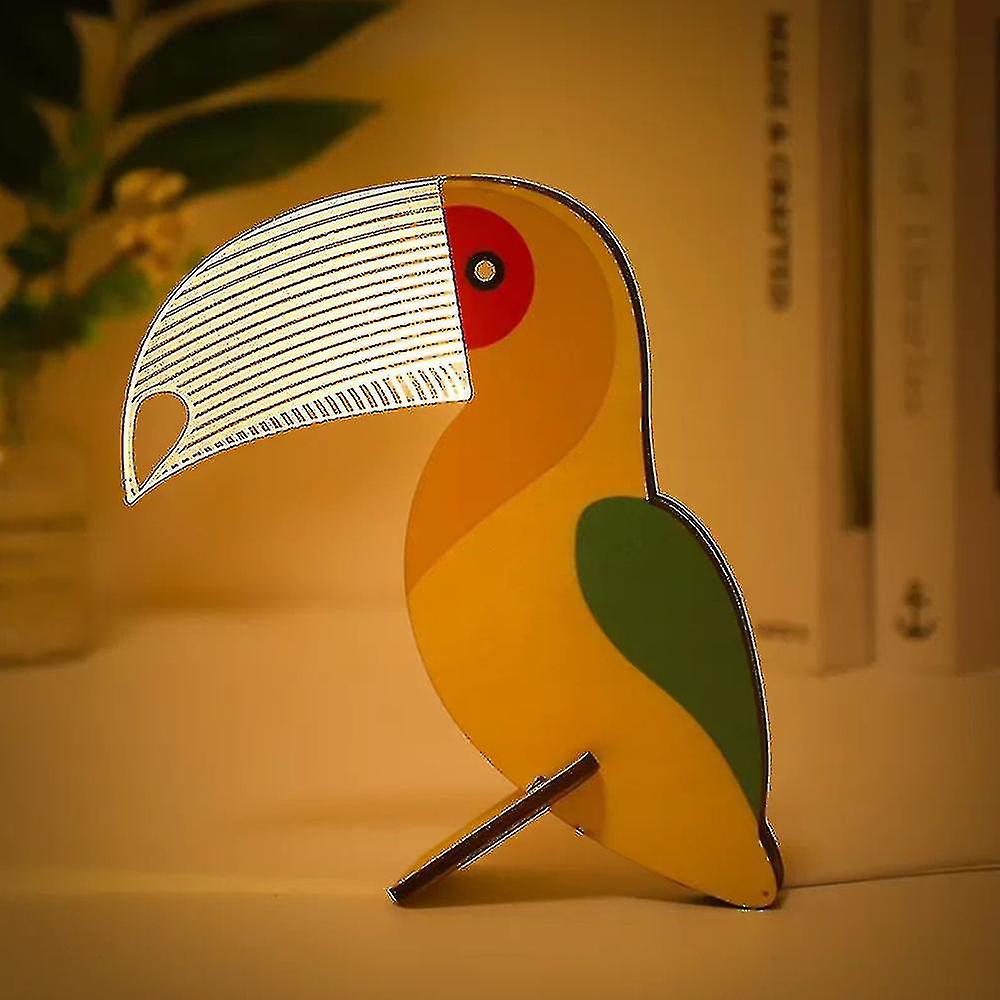 Battery Acrylic Night Light Wooden Animals Toucan Room Decoration Led Lamp