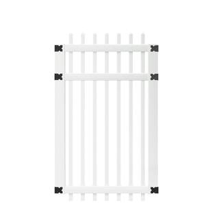 Veranda 3-12 ft. W x 6 ft. H White Vinyl Manchester Spaced Picket Fence Gate 181979