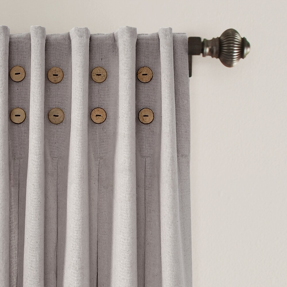 Lush Decor Linen Button Pinched Pleat Window Curtain Single Panel   84\