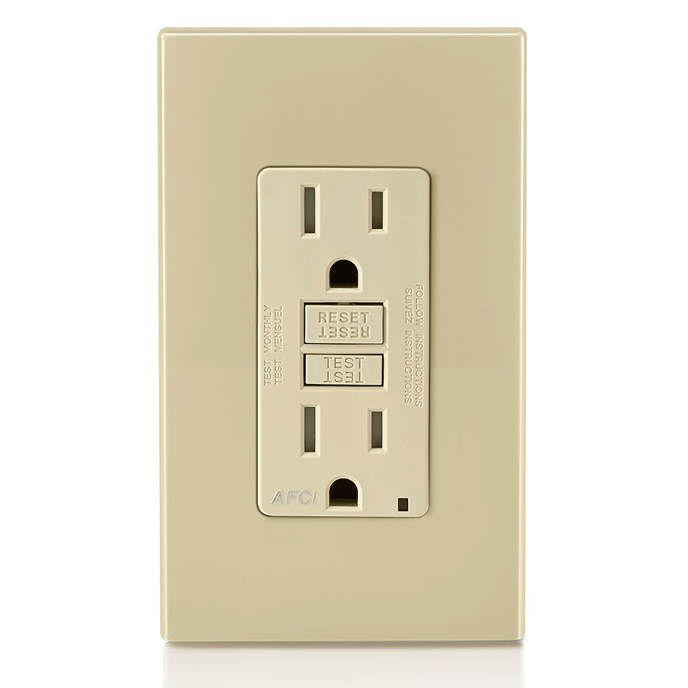 Leviton SmartlockPro AFCI Outlet 15A 120V Ivory NEMA 5-15R