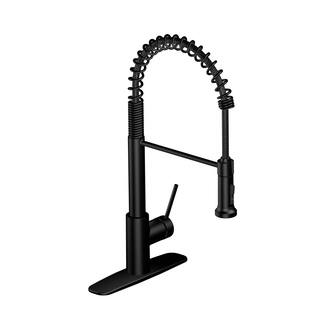 Glacier Bay Lemist Single Handle Coil Spring Neck Pull Down Sprayer Kitchen Faucet in Matte Black HDQFP4AF263BL