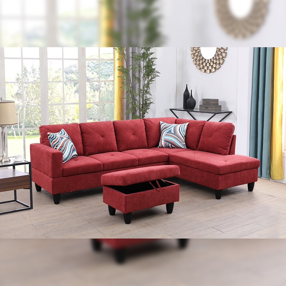 Hellen Right Facing Sectional Sofa with Ottoman