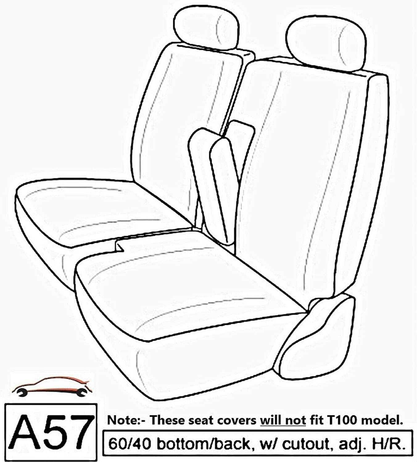 Neoprene Seat Covers made to fit 1985-1995 XCab Pickup Front Row 60/40 Split Bench Seat with Adj Headrests and Integrated Armrest