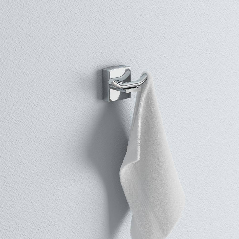 No Drilling Required Klaam Double Robe Hook in Chrome KL241D-CHR