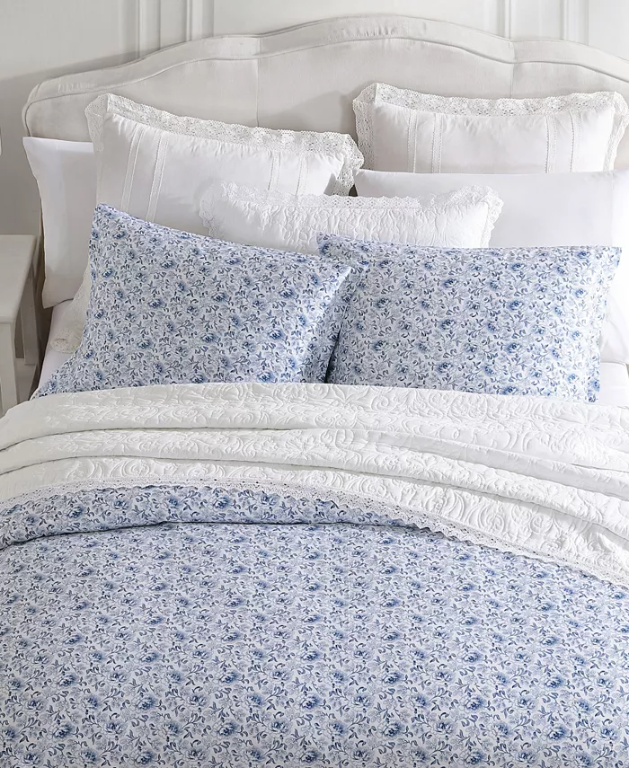 Laura Ashley Lorelei Sateen Reversible 2-Piece Duvet Cover Set， Twin