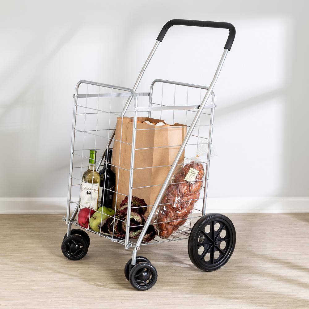 Honey-Can-Do 1-Compartment Steel 4-Wheeled Utility Cart in Silver CRT-09480