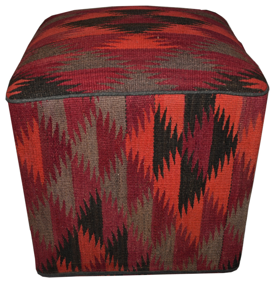 Crafters and Weavers One of a Kind Kilim Rug Pouf Ottoman foot stool    22   Southwestern   Footstools And Ottomans   by Crafters and Weavers  Houzz