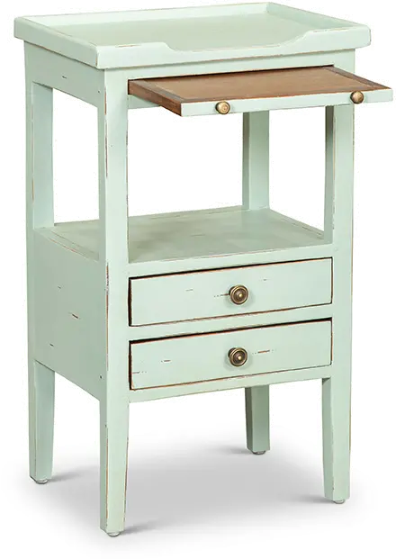 Eton Egg Blue Side Table with Pull Out Shelf