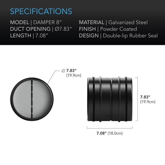 AC Infinity Backdraft Damper Ducting Insert  8 Inc...