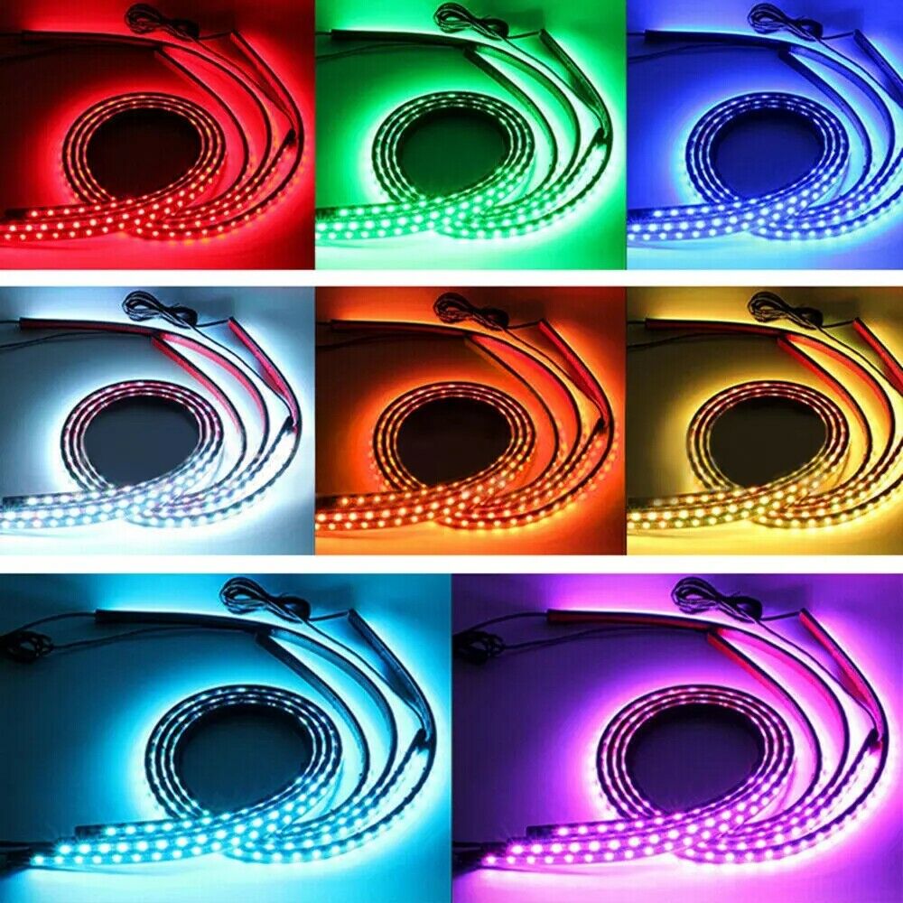 Oture 8 Color RGB LED Strip Under Car Tube Underglow Underbody System Exterior Neon Lights Kits