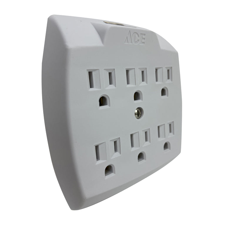 ADAPTER 6-OUTLET WHT 15A