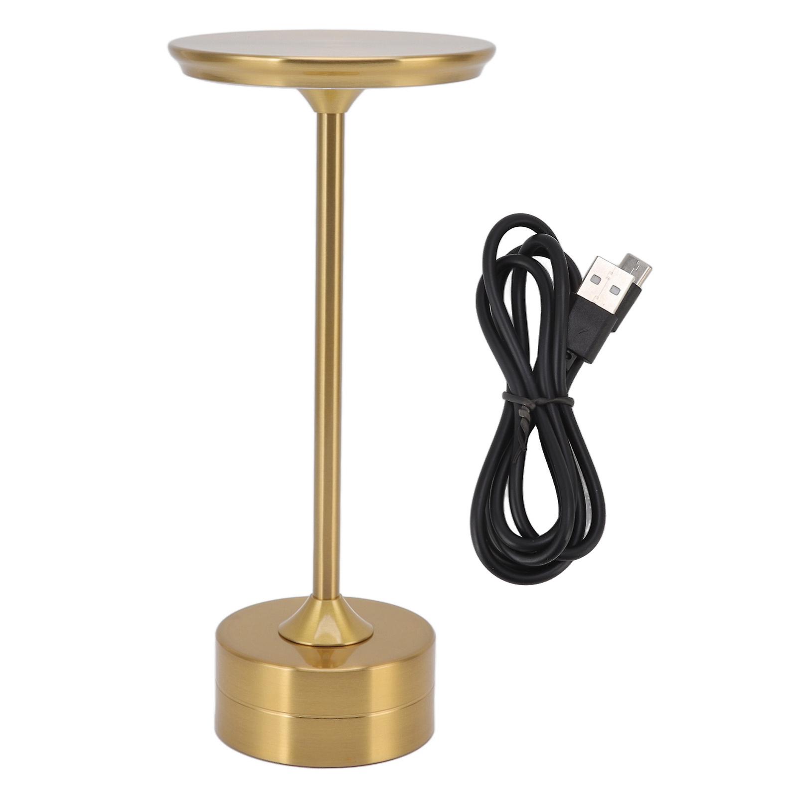 Cordless Table Lamp Rechargeable 2000mAh 3 Levels Brightness Portable USB C LED Metal Bedside Lamp Gold