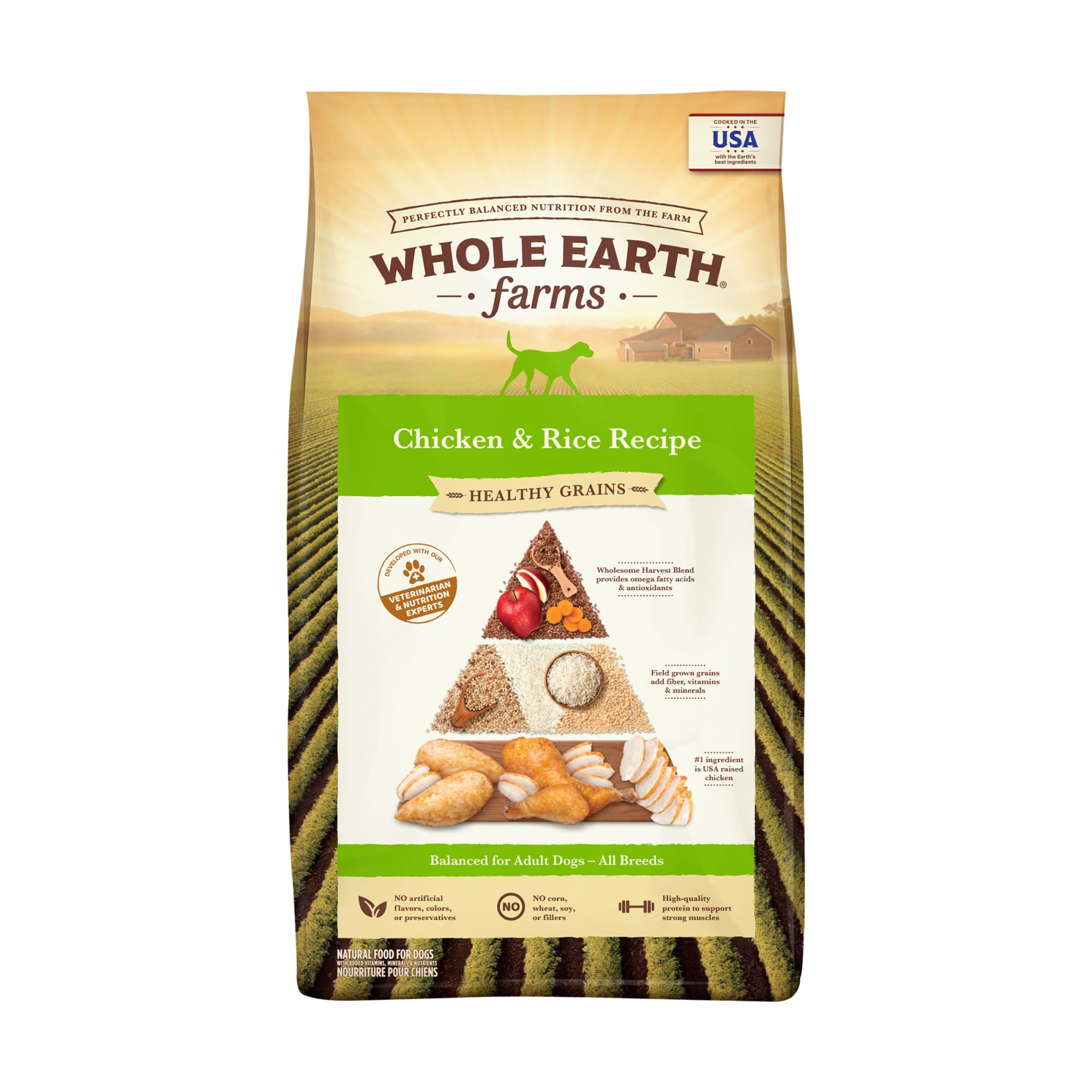 Whole Earth Farms Healthy Grains Chicken and Rice Recipe Dry Dog Food， 4 lbs.