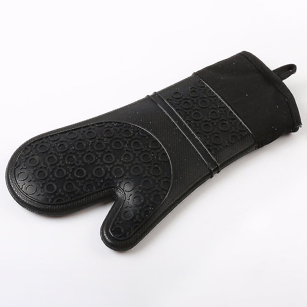 1 Pair Soft Non-slip Oven Gloves，black