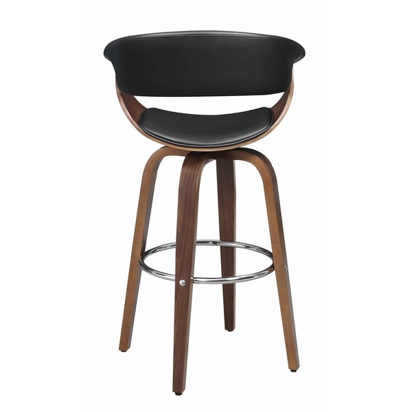 Leatherette Wooden Swivel Bar Stool with Spider Legs， Brown and Black