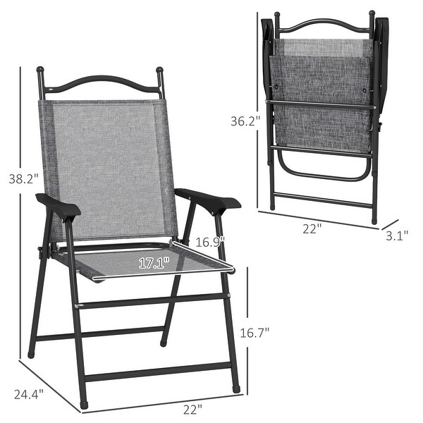 Outsunny Folding Patio Chairs，Set of 4 Camping Chairs with Armrests