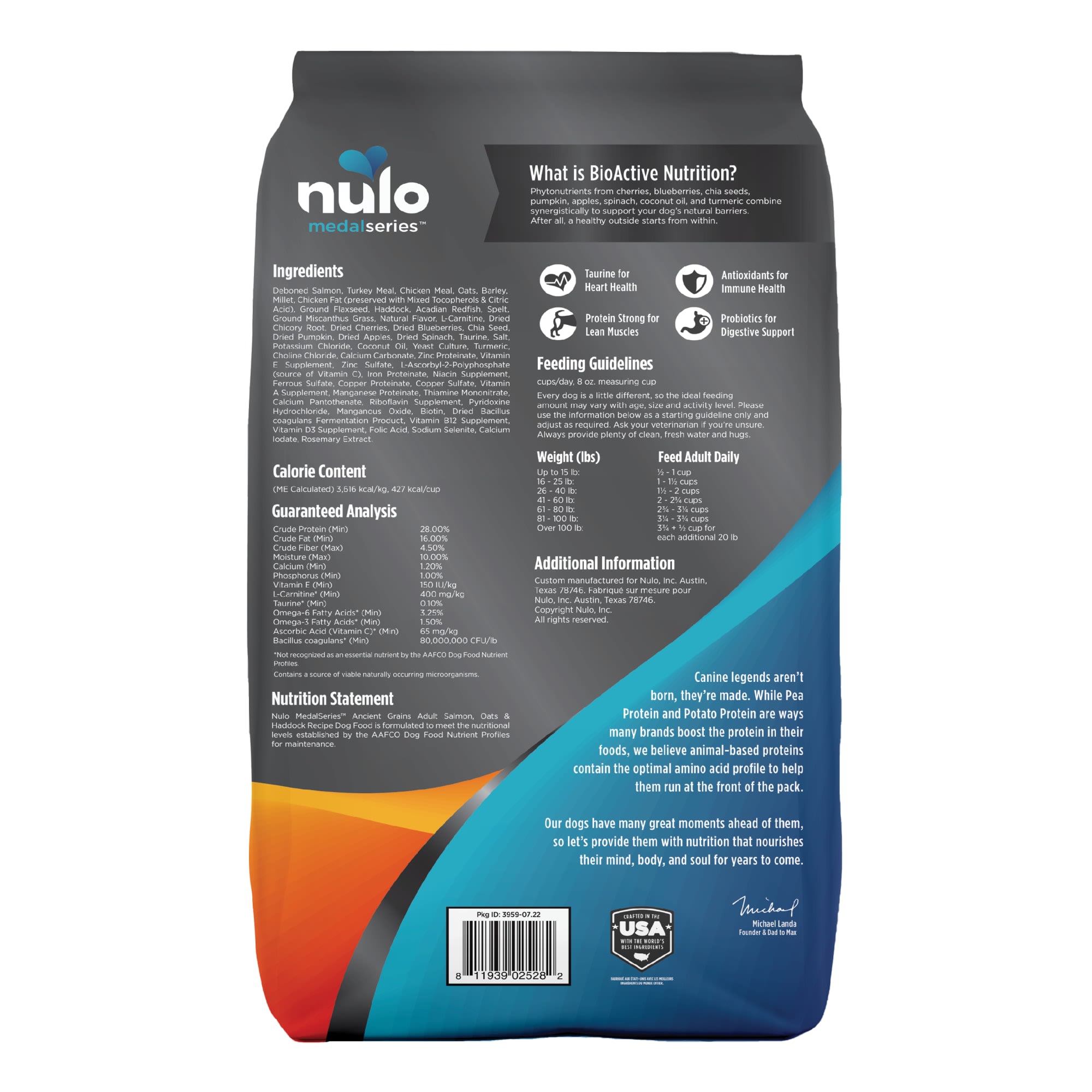 Nulo MedalSeries Ancient Grains Salmon， Oats  Haddock Adult Dry Dog Food， 24 lbs.