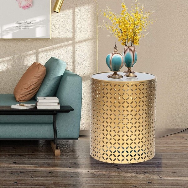 End Tables Set of 2 Gold Nesting Side Coffee Table Round Nightstands