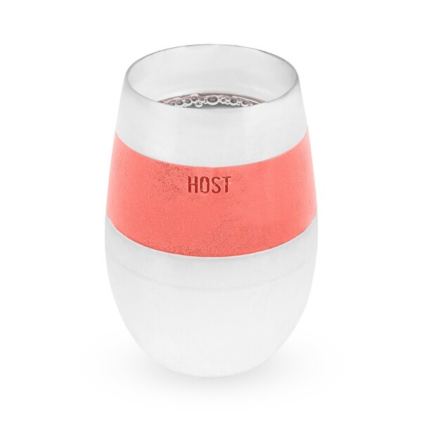 Wine FREEZE Cooling Cup in Coral (1 pack) by HOST - Pink - 4.75