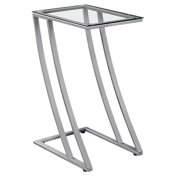 Silver Metal With Tempered Glass Accent Table