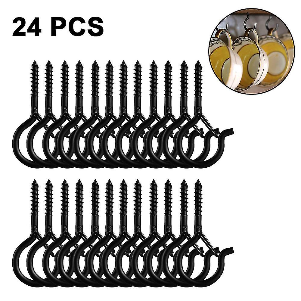 24pcs Screw Hooks For Outdoor String Lights，black A