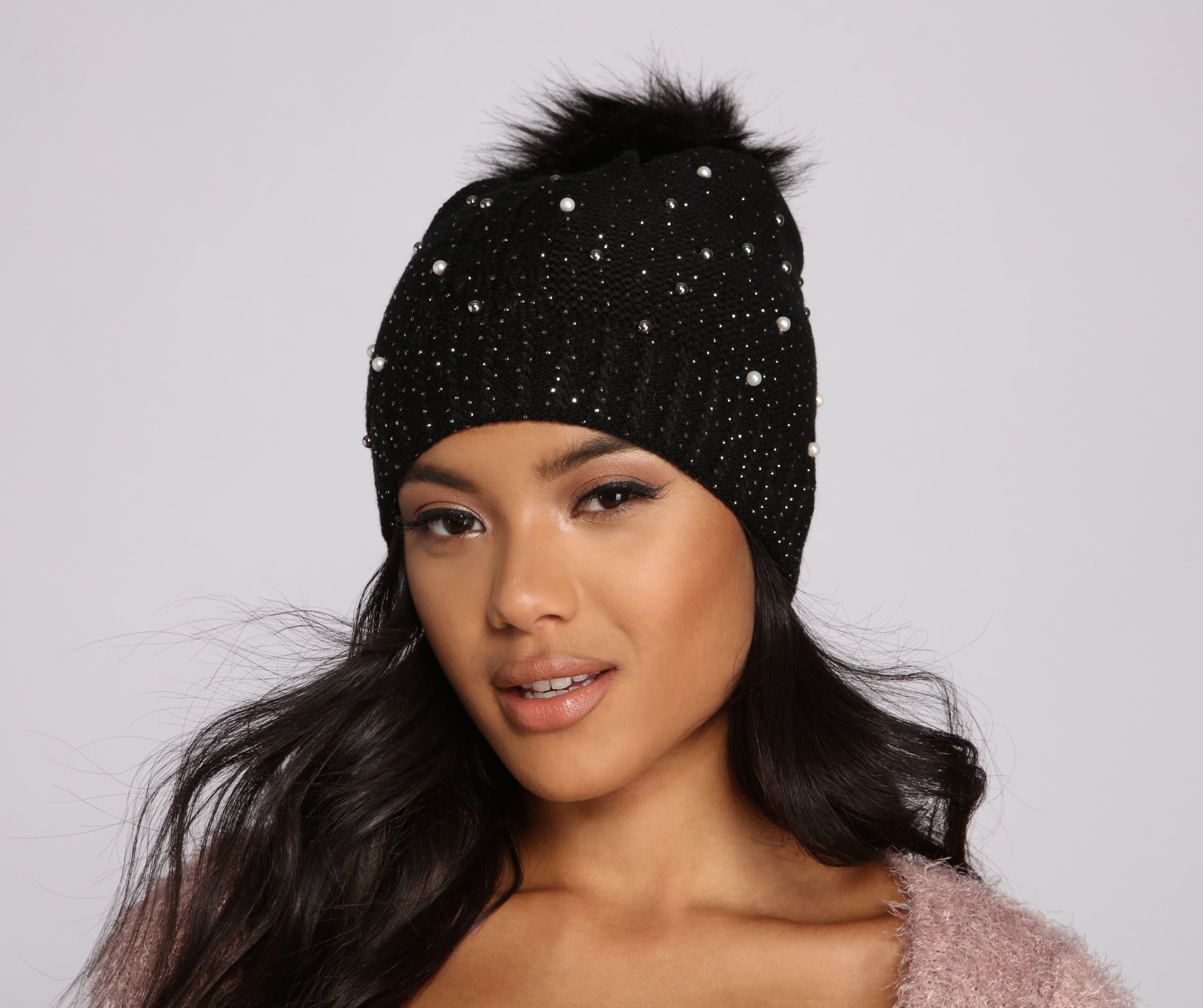 So Rare Studded Pearl Beanie