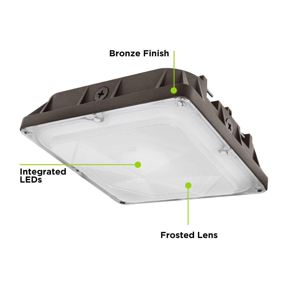 Commercial Electric 300-Watt Equivalent Integrated LED Bronze Commercial Grade Ceiling 4200 Lumens Outdoor Security Canopy Light 5000K S10CNPY850BZHD