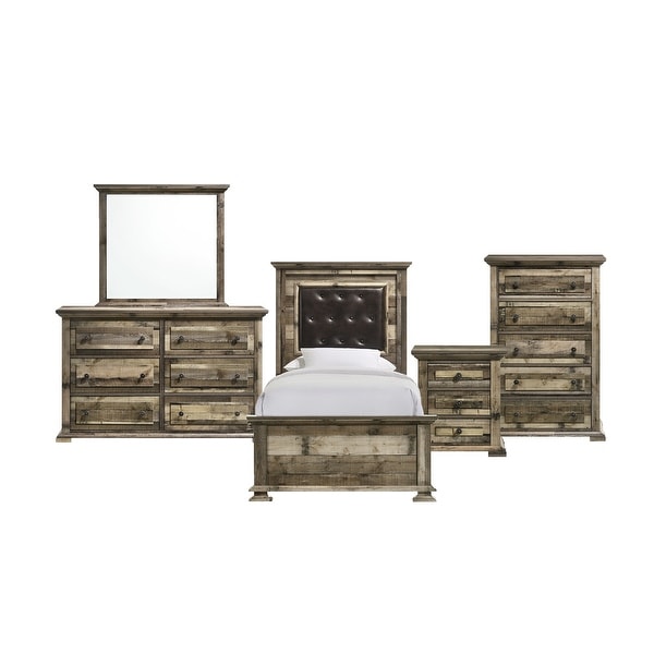 Picket House Furnishings Shayne Twin Panel 5PC Bedroom Set in Drift - - 31584324