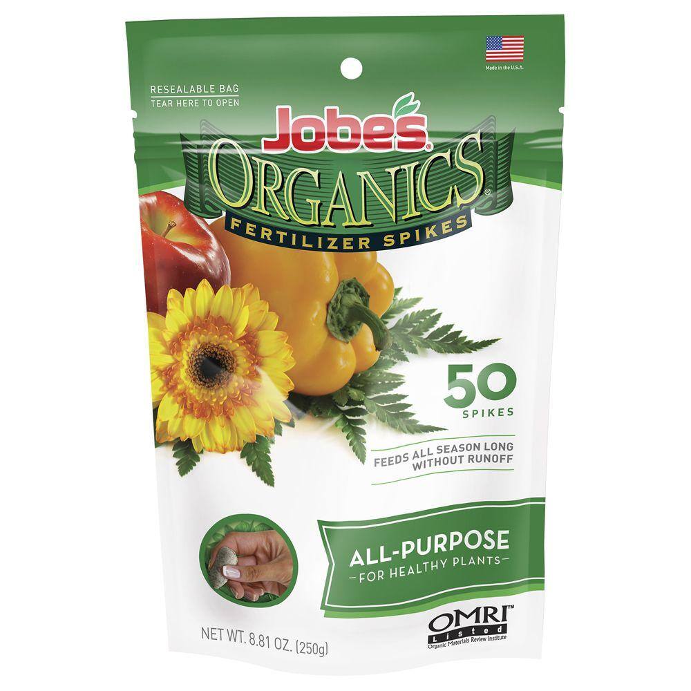 Jobe's Organics 8.81 oz. Organic All Purpose Plant Food Fertilizer Spikes with Biozome OMRI Listed (50-pack) 06528