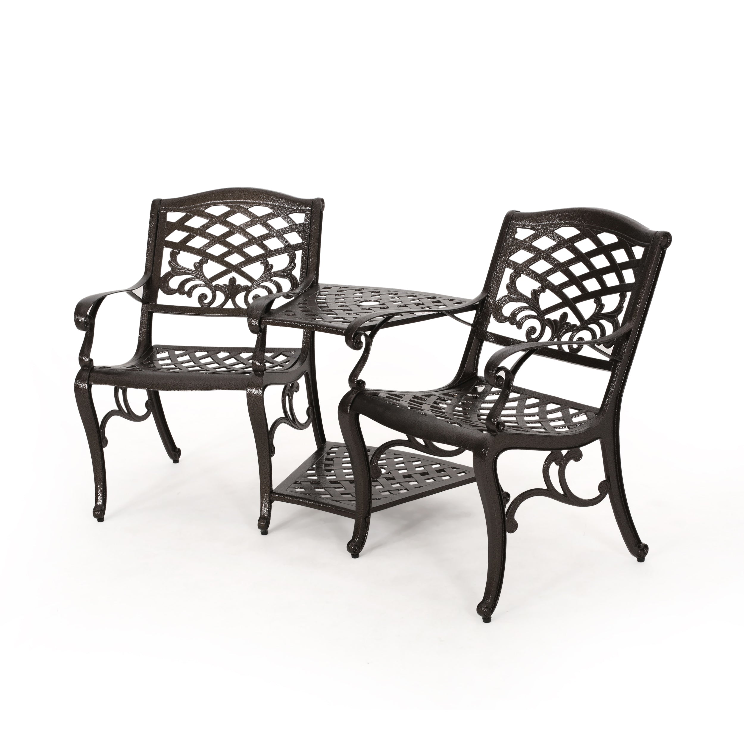 Prague Outdoor Cast Aluminum 2-Seater Set