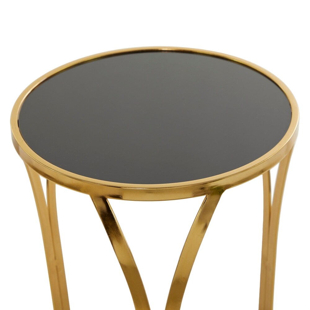 Gold Metal Contemporary Accent Table   16 x 16 x 23