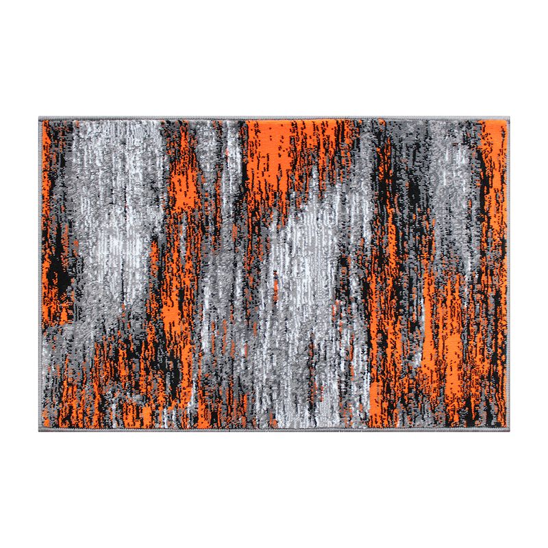 Masada Rugs Masada Rugs Trendz Collection 2'x3' Modern Contemporary Area Rug Mat in Orange， Gray and Black - Design Trz863