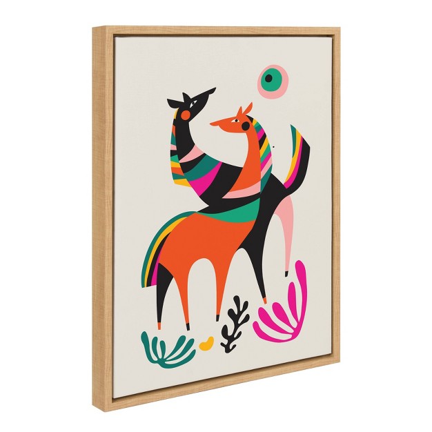 X 24 quot Sylvie Dancing Horses Framed Canvas Wall Art By Rachel Lee Natural Kate And Laurel