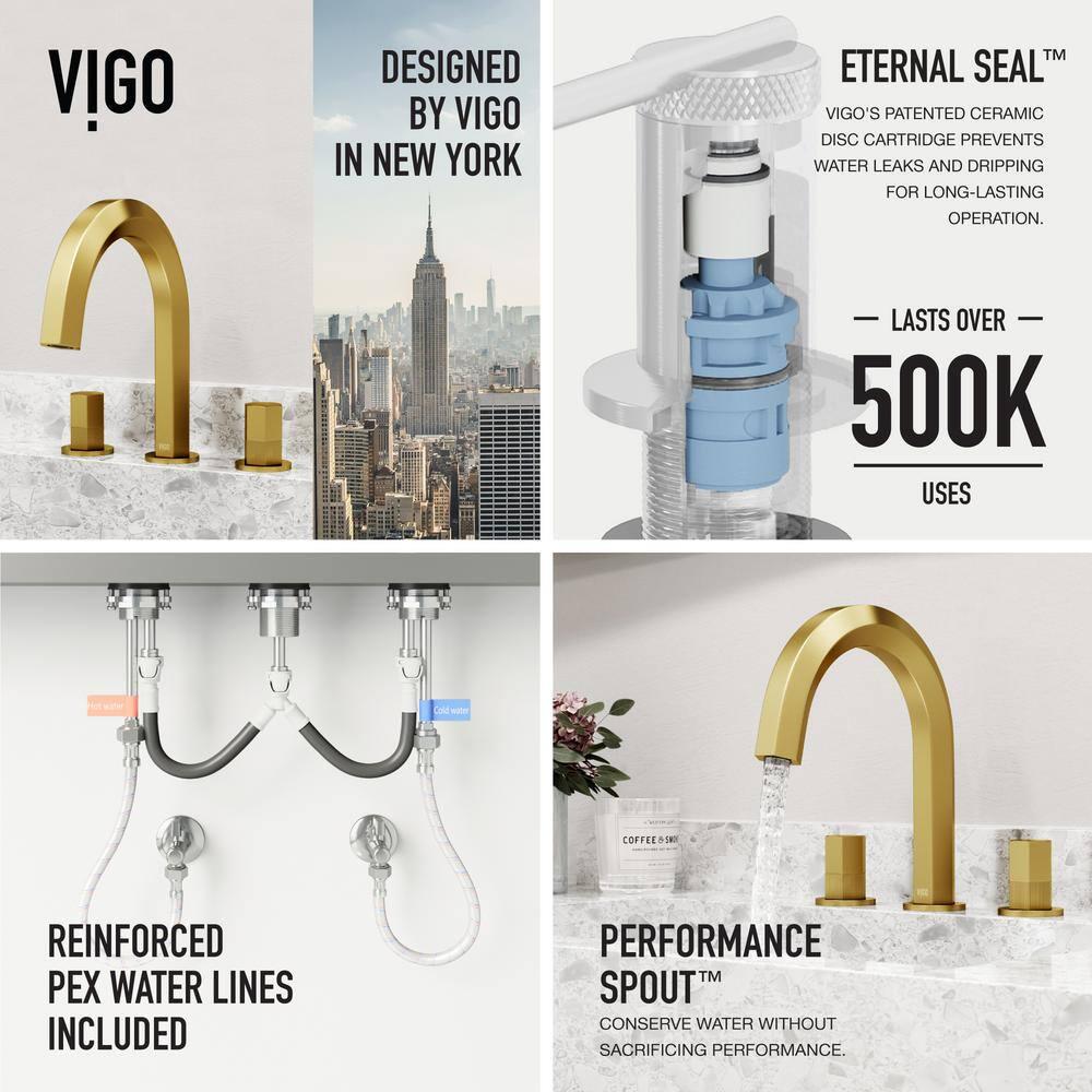 VIGO Hart Two Handle Bathroom Faucet in Matte Brushed Gold