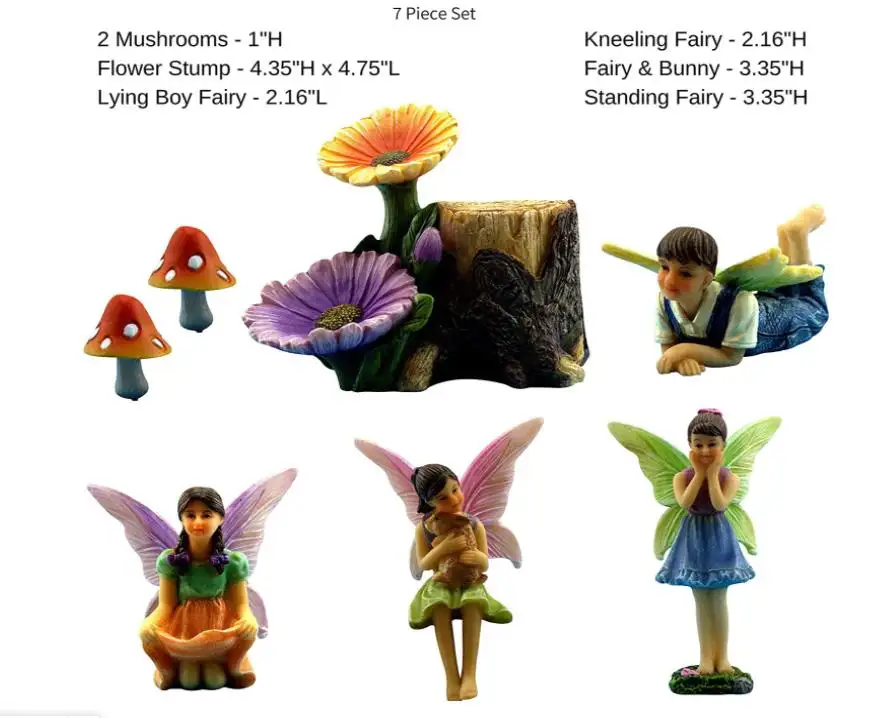 Fairy Garden Fairies Accessories  4 Fairies for an Outdoor Fairy Garden  Supplies for Fairy Garden Decorations 7 Piece Kit