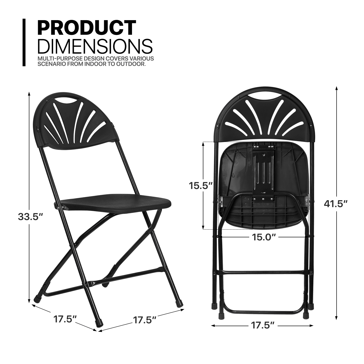 MoNiBloom 10pcs Folding Chair Plastic Portable Stackable Patio Seat for Indoor Outdoor Wedding Party Picnic, Black