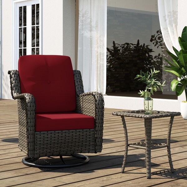 Outdoor Rattan Swivel Gliders Rocking Chair