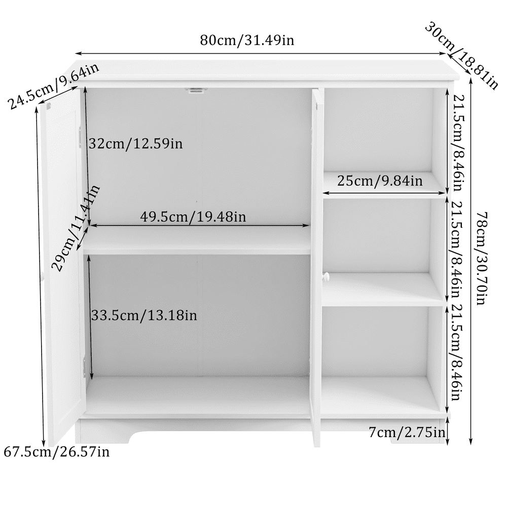 HOMEFORT 31.5 Wooden Cube Cabinet， Children's Toy Storage Cabinet， Console Cabinet for Kitchen， Accent Buffet Sideboard， White