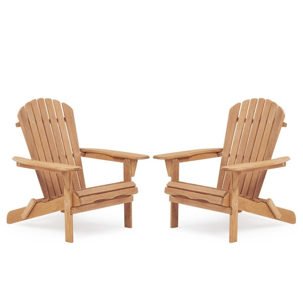 Set of 4 Outdoor Garden Solid Wood Folding Lounge Adirondack Chairs