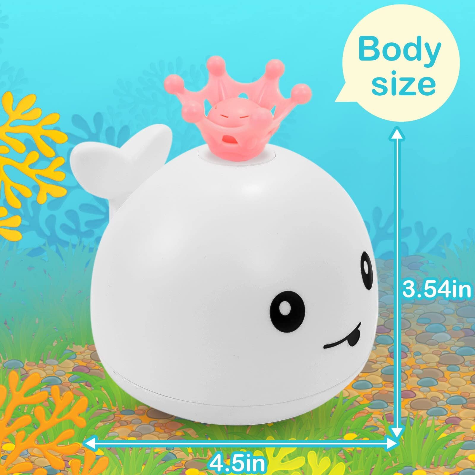 BESSNINI 2023 Upgraded Baby Whale Bath Toys Toddler Bath Toy Light-up Spraying Bathtub Toys for Baby Infants Boys Girls w/ 4 Water Spraying Modes White