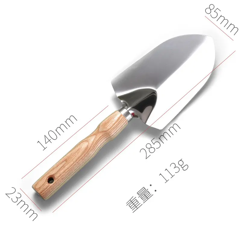 Heavy Duty 5 Pieces Stainless Steel Head Wooden Handle Gardening Tool Set For Home And Garden