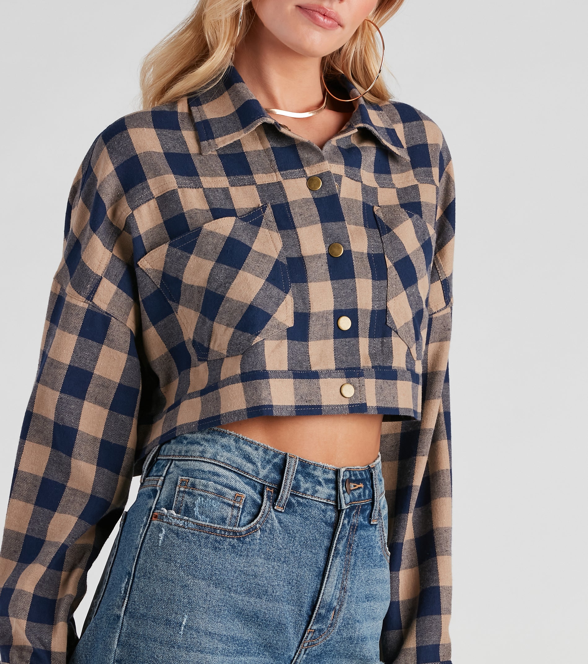 Big On Plaid Cropped Jacket