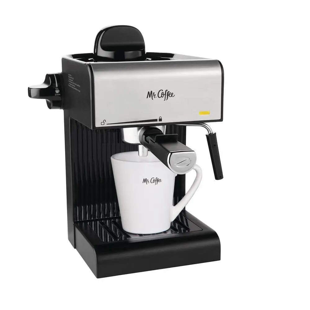 Mr. Coffee 2.5-Cup Black Drip Coffee Maker Steam Espresso Machine Cappuccino and Latte 985118230M