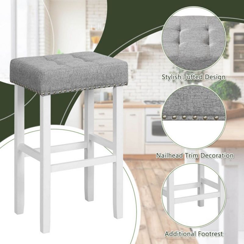 Hivago  2 Pieces Counter Height Bar Stools with Sponge Padded Cushion